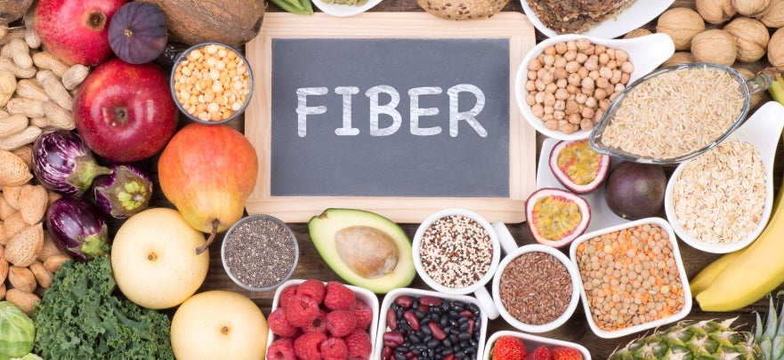 Food rich in fiber, top view